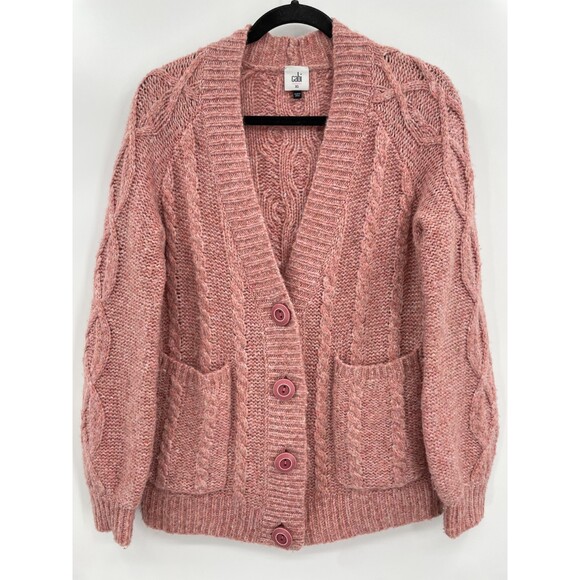 CABI Confection Wool Alpaca Silk Blend Cable Knit Cardigan Sweater Size XS - Picture 2 of 6